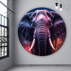 Aluminiumbild gebürstet Elefant Digital Art Kreis