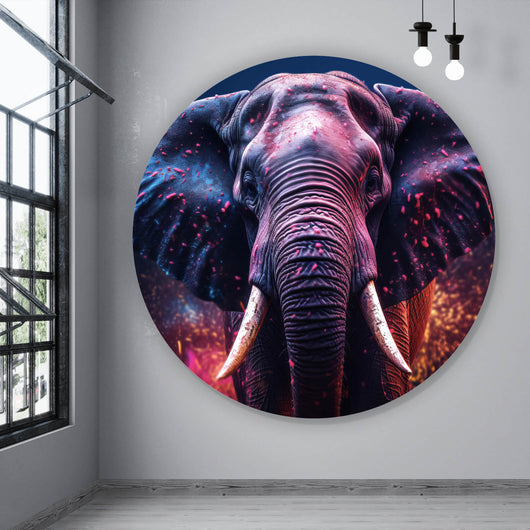 Aluminiumbild gebürstet Elefant Digital Art Kreis