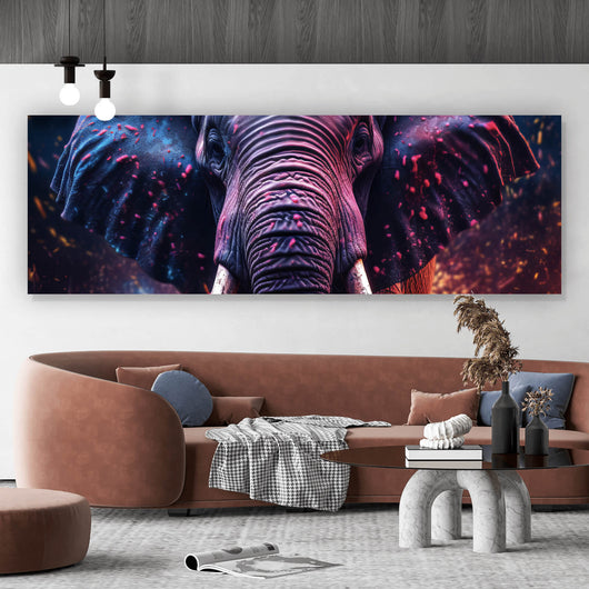 Aluminiumbild gebürstet Elefant Digital Art Panorama