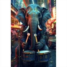 Lade das Bild in den Galerie-Viewer, Leinwandbild Elefant in der Stadt Digital Art Hochformat
