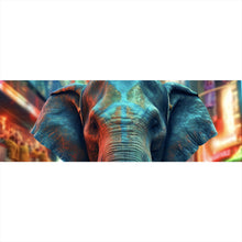 Lade das Bild in den Galerie-Viewer, Aluminiumbild gebürstet Elefant in der Stadt Digital Art Panorama
