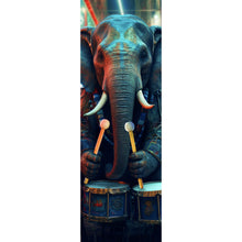 Lade das Bild in den Galerie-Viewer, Aluminiumbild gebürstet Elefant in der Stadt Digital Art Panorama Hoch
