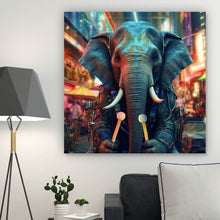 Lade das Bild in den Galerie-Viewer, Aluminiumbild Elefant in der Stadt Digital Art Quadrat
