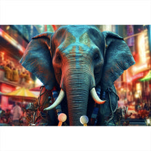 Lade das Bild in den Galerie-Viewer, Poster Elefant in der Stadt Digital Art Querformat
