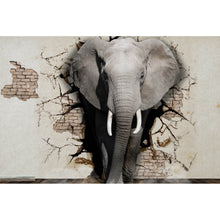 Lade das Bild in den Galerie-Viewer, Poster Elefant kommt aus der Wand Querformat

