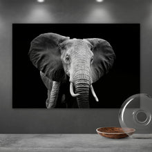 Lade das Bild in den Galerie-Viewer, Spannrahmenbild Elefant Schwarz Weiß Querformat
