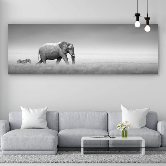 Acrylglasbild Elefant und Zebra Panorama