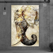 Lade das Bild in den Galerie-Viewer, Aluminiumbild gebürstet Elefant Vintage Hochformat
