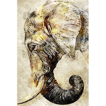 Lade das Bild in den Galerie-Viewer, Aluminiumbild gebürstet Elefant Vintage Hochformat
