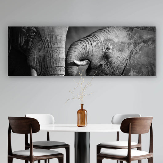 Aluminiumbild gebürstet Elefanten Liebe Panorama