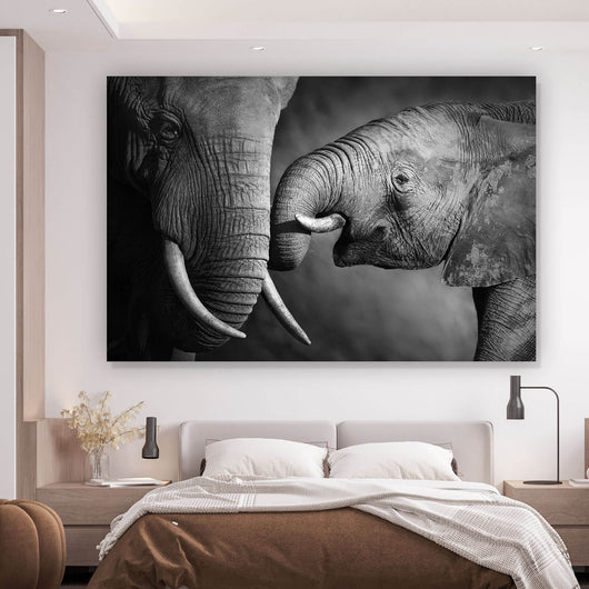 Spannrahmenbild Elefanten Liebe Querformat
