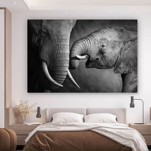 Aluminiumbild Elefanten Liebe Querformat