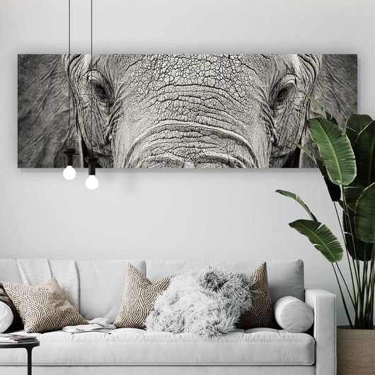 Spannrahmenbild Elefanten Portrait Panorama