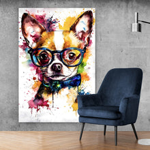 Lade das Bild in den Galerie-Viewer, Aluminiumbild Eleganter Chihuahua Pop Art Hochformat
