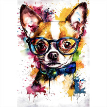 Lade das Bild in den Galerie-Viewer, Leinwandbild Eleganter Chihuahua Pop Art Hochformat
