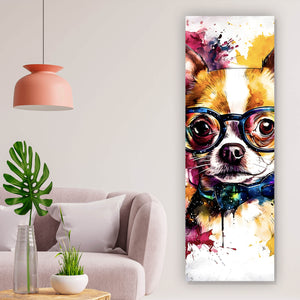 Acrylglasbild Eleganter Chihuahua Pop Art Panorama Hoch