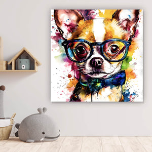 Acrylglasbild Eleganter Chihuahua Pop Art Quadrat