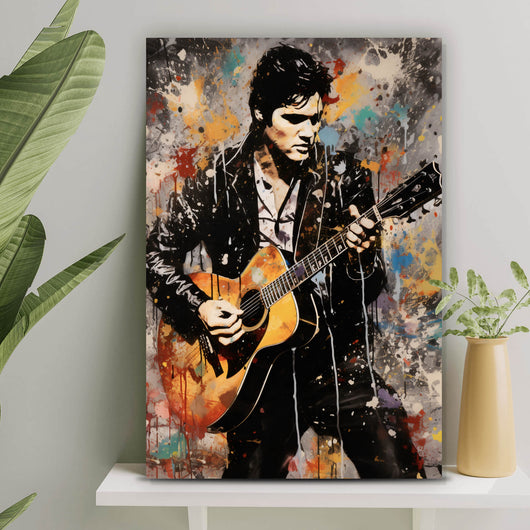 Acrylglasbild Elvis Presley mit Gitarre Abstrakt Hochformat