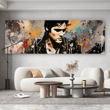 Lade das Bild in den Galerie-Viewer, Spannrahmenbild Elvis Presley mit Gitarre Abstrakt Panorama

