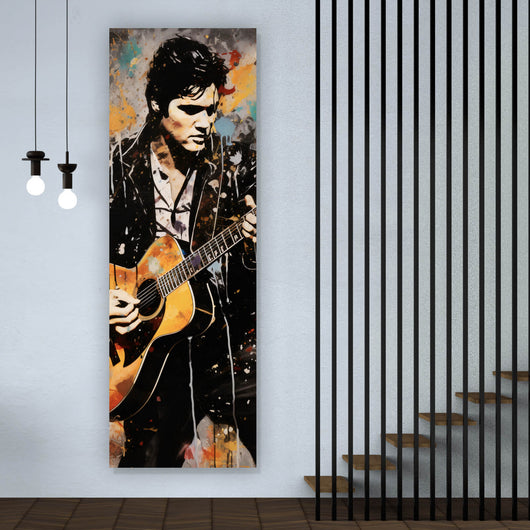 Poster Elvis Presley mit Gitarre Abstrakt Panorama Hoch