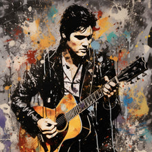 Lade das Bild in den Galerie-Viewer, Acrylglasbild Elvis Presley mit Gitarre Abstrakt Quadrat
