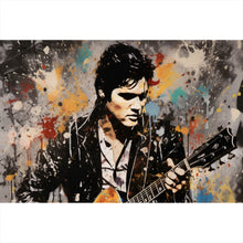 Lade das Bild in den Galerie-Viewer, Poster Elvis Presley mit Gitarre Abstrakt Querformat
