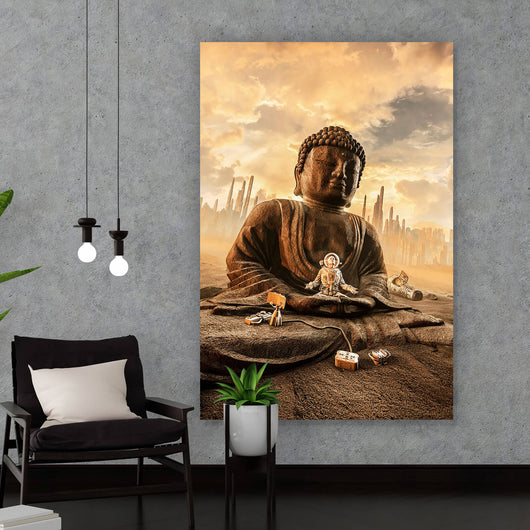 Leinwandbild Endzeit Buddha Hochformat
