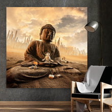 Lade das Bild in den Galerie-Viewer, Aluminiumbild gebürstet Endzeit Buddha Quadrat
