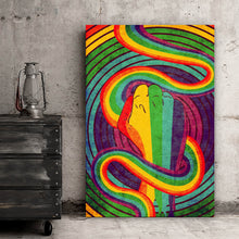 Lade das Bild in den Galerie-Viewer, Spannrahmenbild Geballte Faust Regenbogenfarben Hochformat
