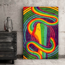 Lade das Bild in den Galerie-Viewer, Aluminiumbild Geballte Faust Regenbogenfarben Hochformat

