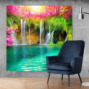 Acrylglasbild Exotischer Wasserfall Quadrat