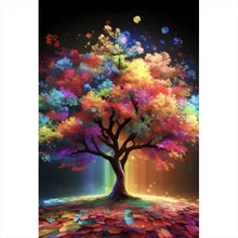 Lade das Bild in den Galerie-Viewer, Leinwandbild Fantasie Baum in knalligen Farben Hochformat

