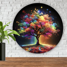 Lade das Bild in den Galerie-Viewer, Aluminiumbild Fantasie Baum in knalligen Farben Kreis
