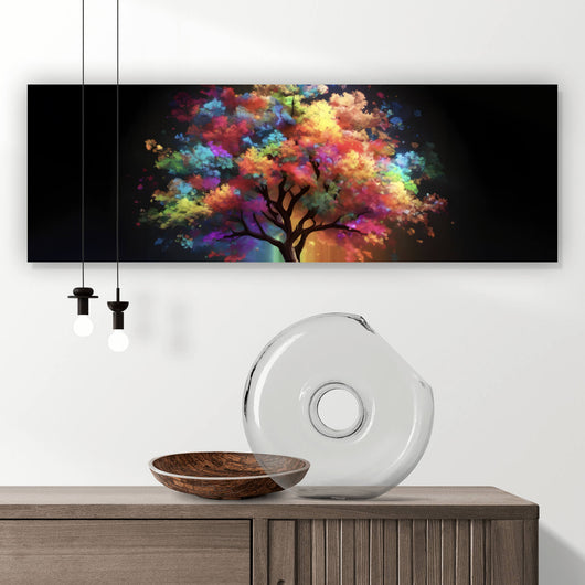 Leinwandbild Fantasie Baum in knalligen Farben Panorama
