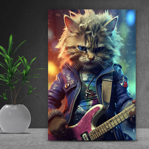 Aluminiumbild Fantasie Katze als Rebell Digital Art Hochformat