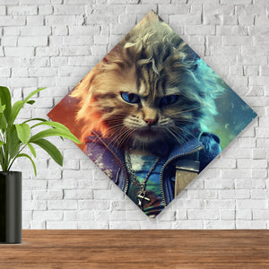 Poster Fantasie Katze als Rebell Digital Art Raute