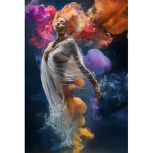 Lade das Bild in den Galerie-Viewer, Poster Digital Art Frau im bunten Wasser Hochformat
