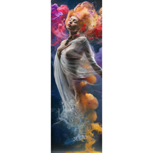 Lade das Bild in den Galerie-Viewer, Aluminiumbild Digital Art Frau im bunten Wasser Panorama Hoch
