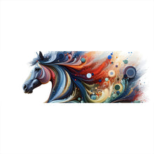 Lade das Bild in den Galerie-Viewer, Aluminiumbild gebürstet Fantasie Pferd in Regenbogenfarben Panorama

