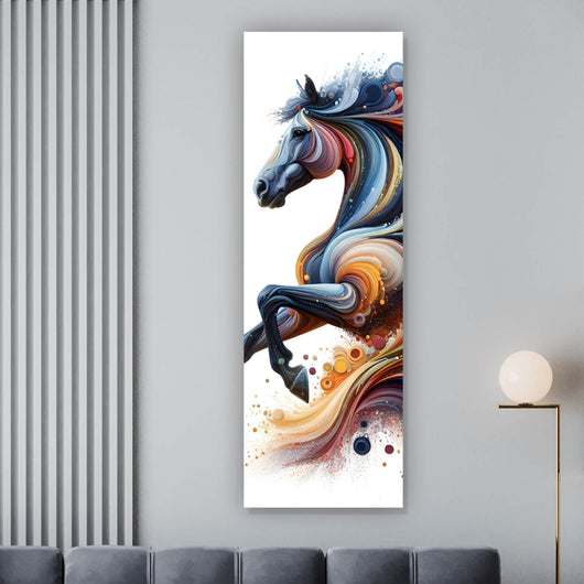 Poster Fantasie Pferd in Regenbogenfarben Panorama Hoch