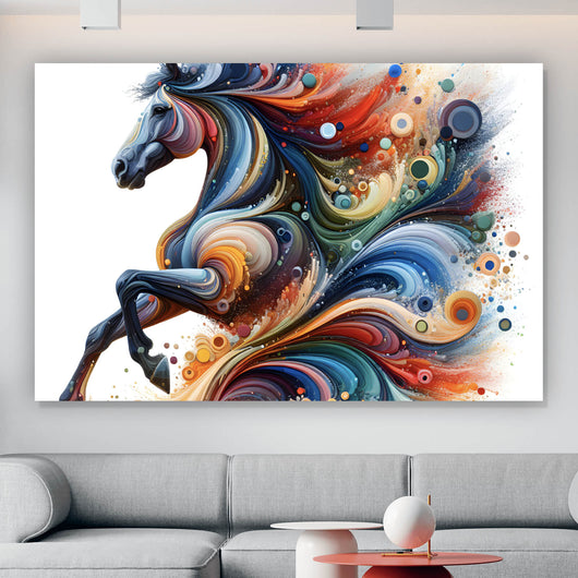 Acrylglasbild Fantasie Pferd in Regenbogenfarben Querformat