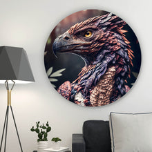 Lade das Bild in den Galerie-Viewer, Aluminiumbild Fantasie Raubvogel Portrait Kreis
