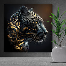 Lade das Bild in den Galerie-Viewer, Aluminiumbild gebürstet Fantasy Black Panther Quadrat

