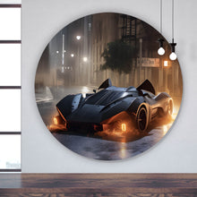 Lade das Bild in den Galerie-Viewer, Aluminiumbild gebürstet Fantasy Gangster Sportwagen Digital Art Kreis
