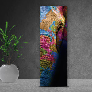 Aluminiumbild Farbenfroher Elefantenkopf Panorama Hoch