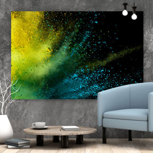 Acrylglasbild Farbexplosion auf schwarzem Hintergrund Querformat