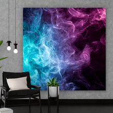 Lade das Bild in den Galerie-Viewer, Spannrahmenbild Farbiger Rauch auf Schwarz Quadrat
