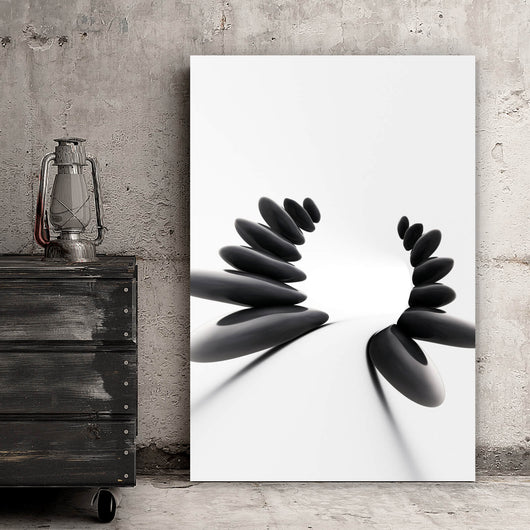 Leinwandbild Feng Shui Zen Schwarz Weiß Hochformat