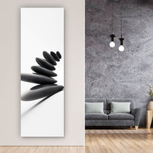 Lade das Bild in den Galerie-Viewer, Aluminiumbild Feng Shui Zen Schwarz Weiß Panorama Hoch
