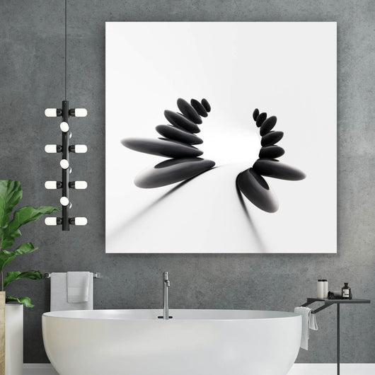 Aluminiumbild Feng Shui Zen Schwarz Weiß Quadrat